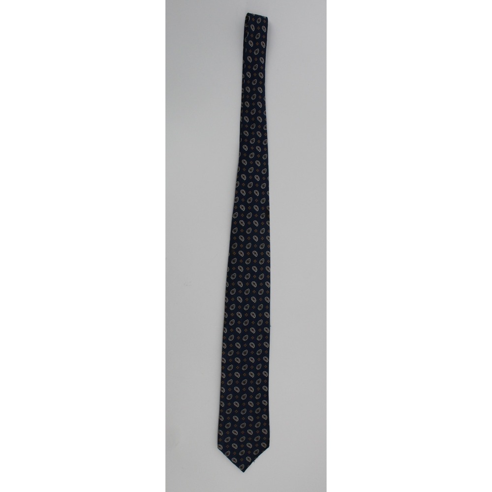 Jos. A. Bank Executive Collection Mens Navy Blue‎ Paisley 100% Silk Tie Long